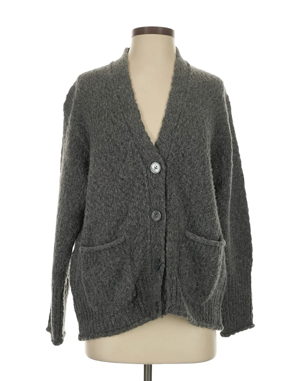J. Crew Relaxed Cardigan in Textured Yarn Size XS Grey Oversized Wool Layering